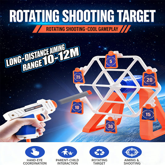 Electric Rotating Shooting Target Soft-bullet Gun, Tabletop Game,Rotating Shooting Target Set,10-12M Long-Range Fun,Tabletop Game,Boost Hand-Eye Coordination – Perfect Parent-Child Rotating Aiming Game