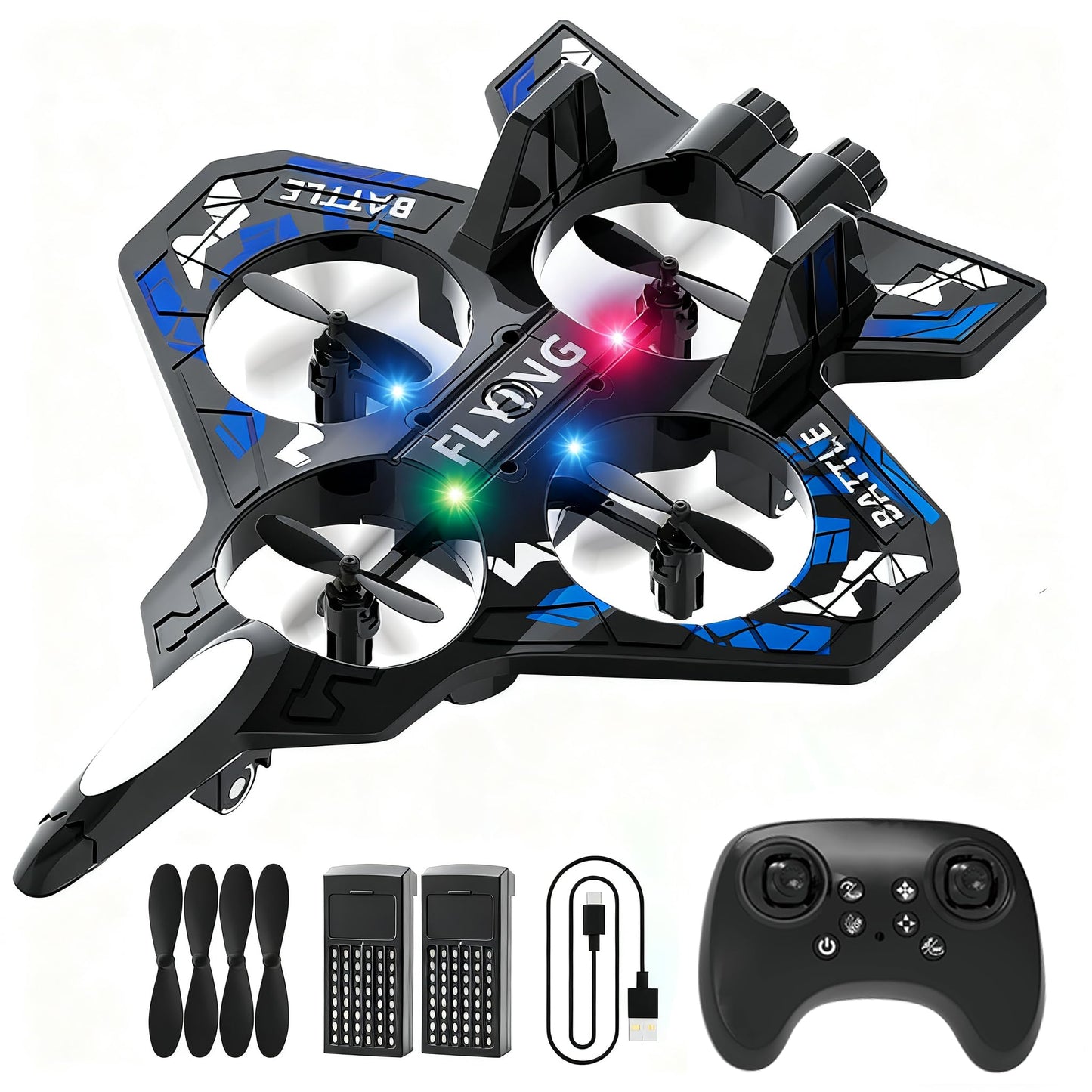2026 New M33 Foam Remote Control Airplanes for Kids, RC Plane Airplane Toys for Boys Kids Beginners, RC Planes Fighter Jet Helicopter Drones for Kids Adults, 360° Flip Easy to Fly (blue)