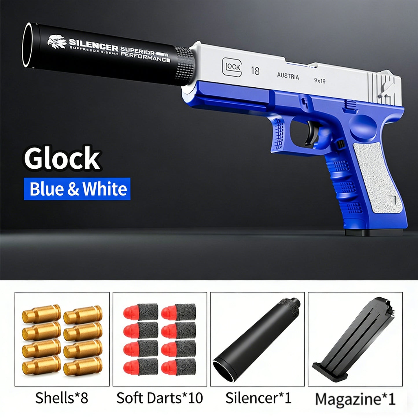 Golden Desert Eagle Shell Ejection Soft Bullet Gun – Realistic Toy Pistol with Removable Magazine, Safe Foam Bullets for Kids & Adults, Ideal for Collection, Cosplay, or Indoor Outdoor Shooting Games