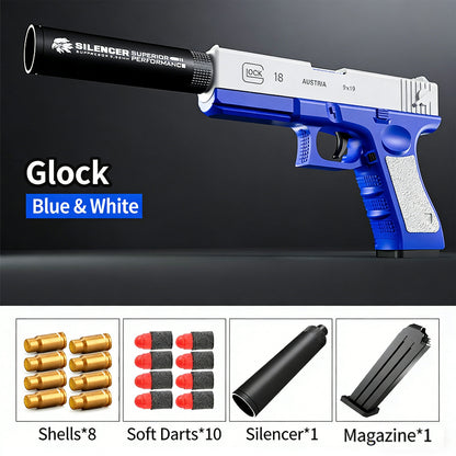 Golden Desert Eagle Shell Ejection Soft Bullet Gun – Realistic Toy Pistol with Removable Magazine, Safe Foam Bullets for Kids & Adults, Ideal for Collection, Cosplay, or Indoor Outdoor Shooting Games