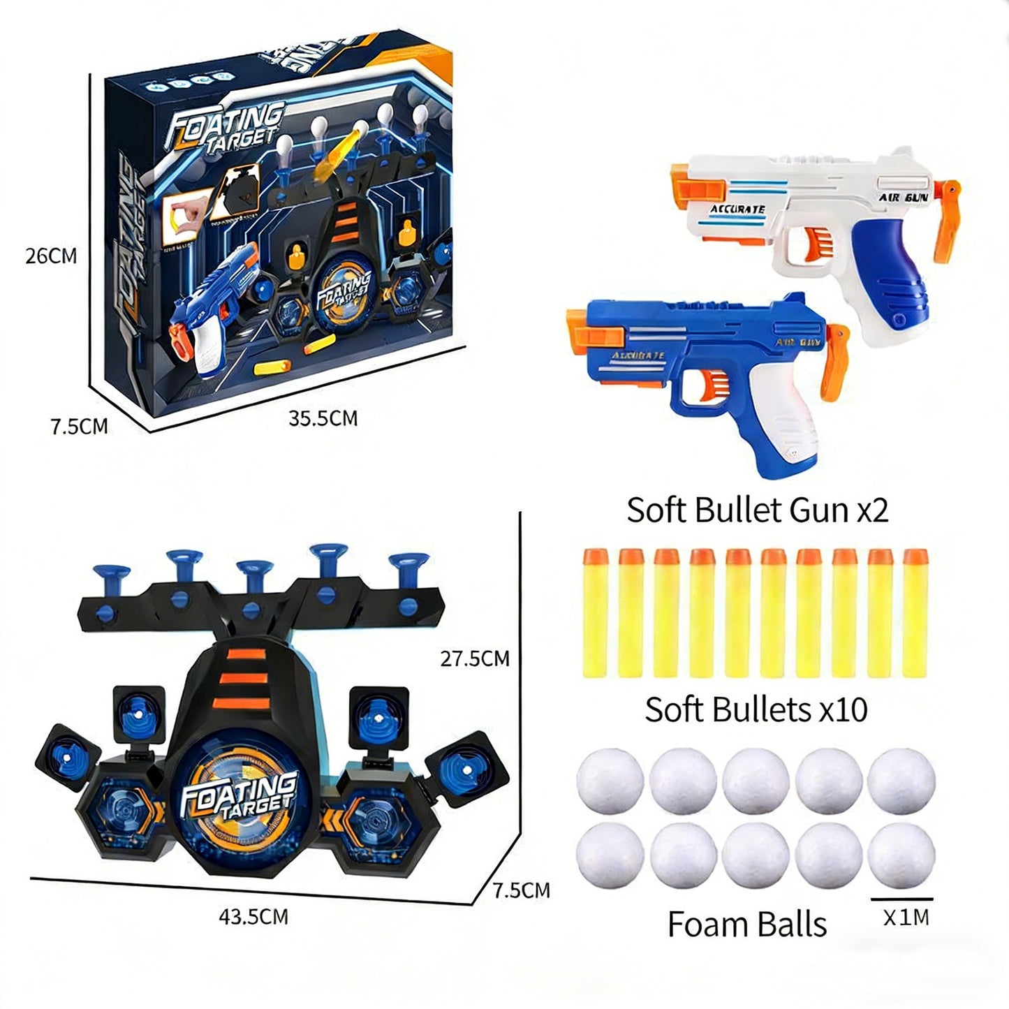 Electric Toy Gun Foam Dart Automatic Blaster Sniper Rifle,Hover Shot Game,Two-in-one Electric Flying Ball Target Toy Pistol,Realistic Toy Dart Hand Gun Soft Bullet Pistol Foam Shell Ejecting Blasters，Gifts for Boys Girls Adults Age 8+