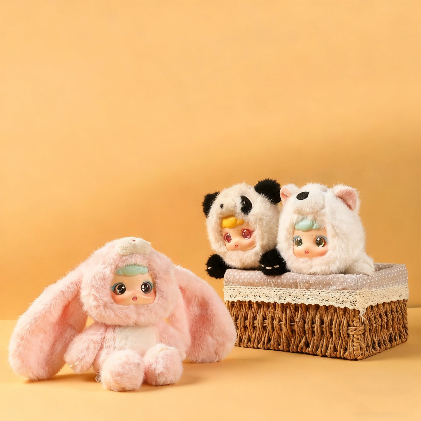 ENCOUNTERED Cute Plastic Face Dolls, Plush Toy Figures, Cartoon Schoolbag Pendants, Keychain Dolls, Collectible Toys（1 PCS）