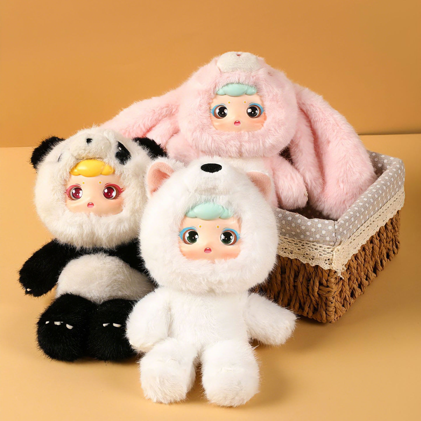 ENCOUNTERED Cute Plastic Face Dolls, Plush Toy Figures, Cartoon Schoolbag Pendants, Keychain Dolls, Collectible Toys（1 PCS）