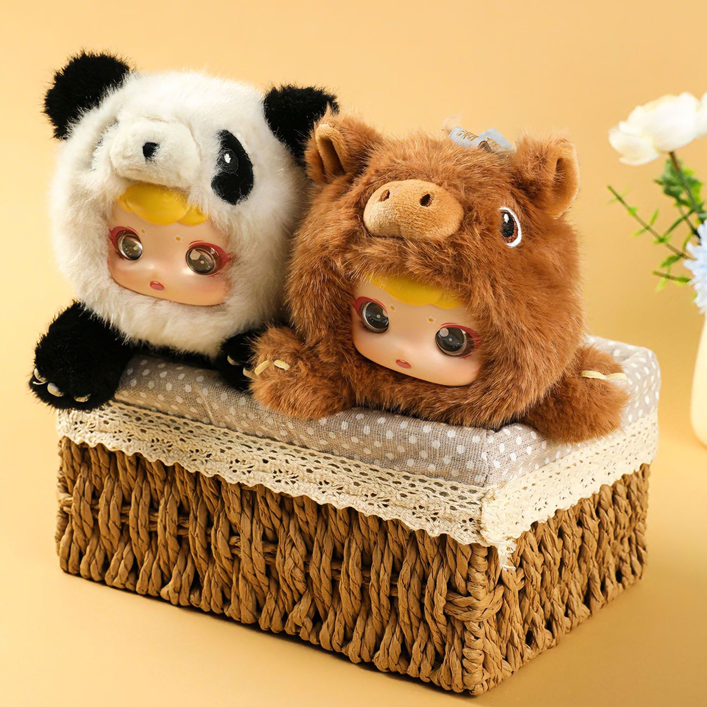 ENCOUNTERED Cute Plastic Face Dolls, Plush Toy Figures, Cartoon Schoolbag Pendants, Keychain Dolls, Collectible Toys（1 PCS）