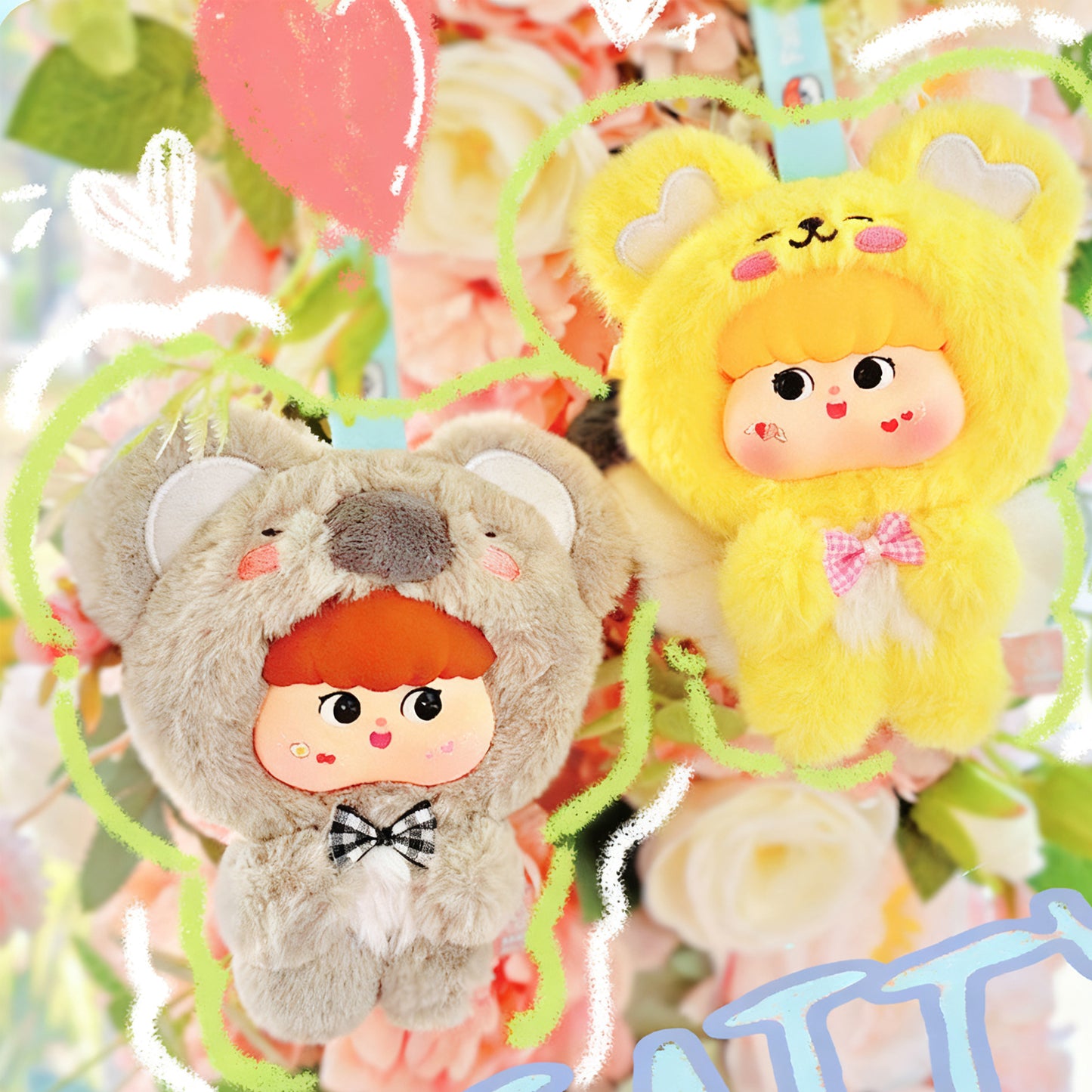 FATTY Large-eared Animal Plush Blind Boxes，Desk Decoration，Bag Accessories,Pop Culture Toys,Gifts for Girls(Random 1 PCS)