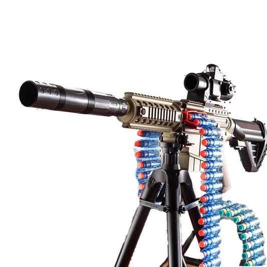 M416 Electric Full-Auto Soft Bullet Toy Gun，Huge Ammo Chain + Cool Attachments，Safe Suction Darts