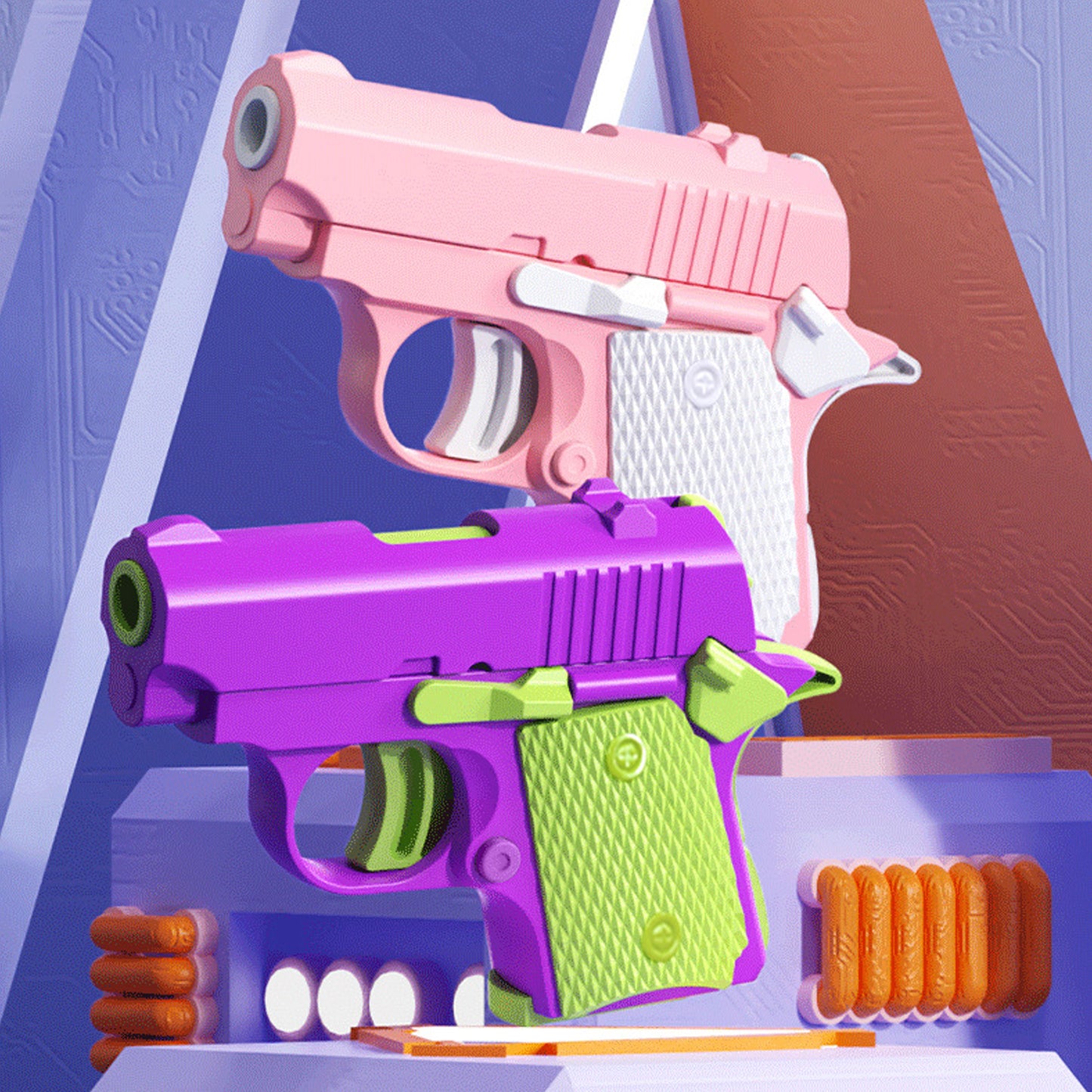 3D Printed Reverse-blowing Chambered Small Radish Pistol, Mini Decompression Smooth Gravity Pistol,Vibrant Stylized Pistol,Sleek Precision & Uncompromising