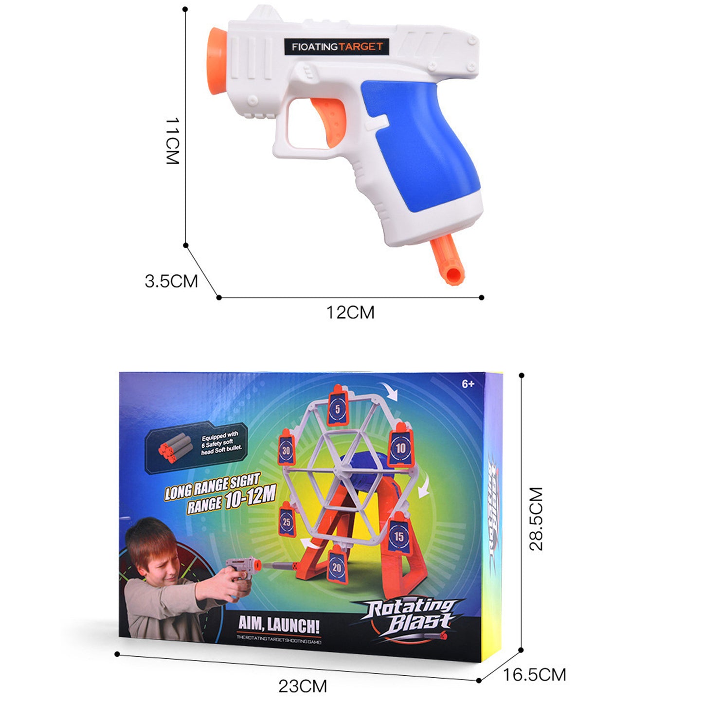 Electric Rotating Shooting Target Soft-bullet Gun, Tabletop Game，Rotating Shooting Target Set，10-12M Long-Range Fun，Tabletop Game，Boost Hand-Eye Coordination – Perfect Parent-Child Rotating Aiming Game