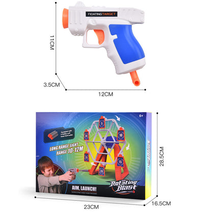 Electric Rotating Shooting Target Soft-bullet Gun, Tabletop Game，Rotating Shooting Target Set，10-12M Long-Range Fun，Tabletop Game，Boost Hand-Eye Coordination – Perfect Parent-Child Rotating Aiming Game