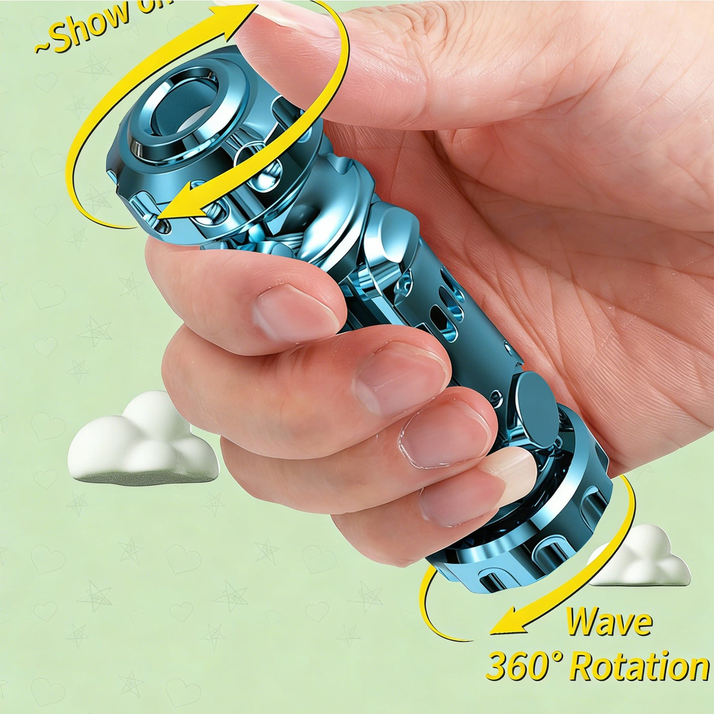 Luxury Gold EDC Fidget Toy，Mini Stun Grenade Shape Stress Relief Tool with Shell Ejection & Rotation for Adults/Kids