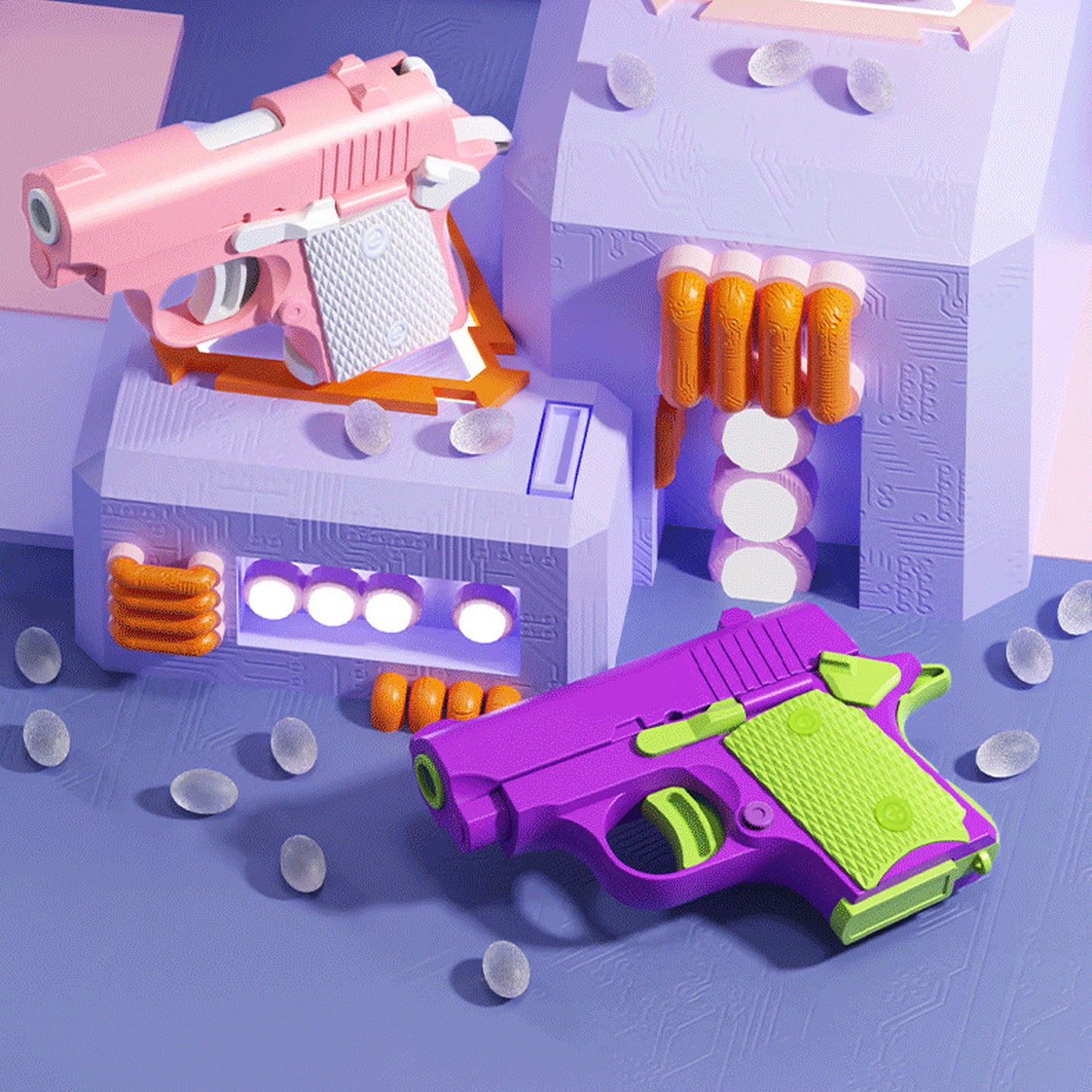 3D Printed Reverse-blowing Chambered Small Radish Pistol, Mini Decompression Smooth Gravity Pistol,Vibrant Stylized Pistol,Sleek Precision & Uncompromising