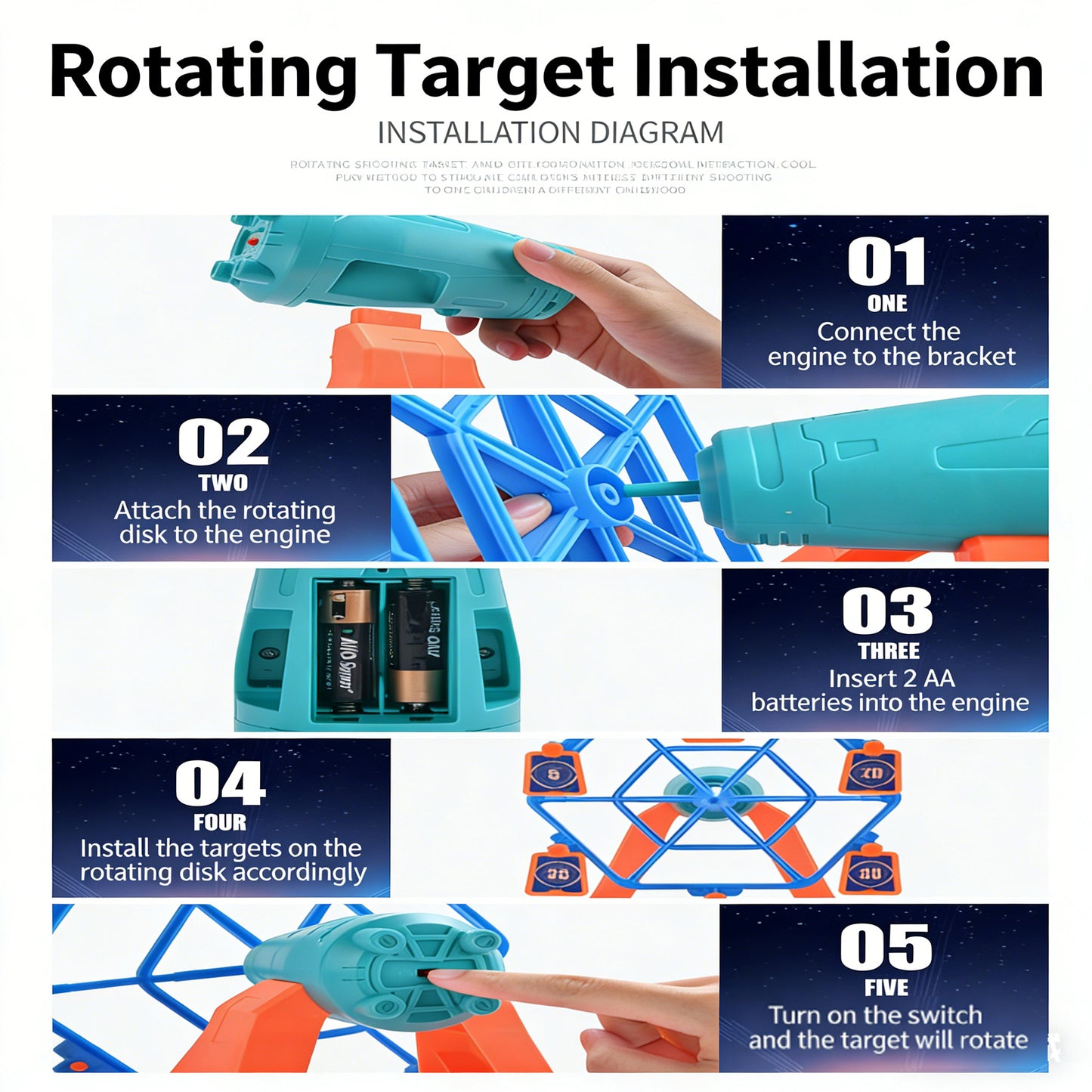 Electric Rotating Shooting Target Soft-bullet Gun, Tabletop Game，Rotating Shooting Target Set，10-12M Long-Range Fun，Tabletop Game，Boost Hand-Eye Coordination – Perfect Parent-Child Rotating Aiming Game