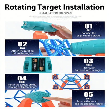 Electric Rotating Shooting Target Soft-bullet Gun, Tabletop Game，Rotating Shooting Target Set，10-12M Long-Range Fun，Tabletop Game，Boost Hand-Eye Coordination – Perfect Parent-Child Rotating Aiming Game