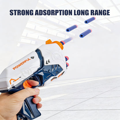 High-Powered Swift Toy Soft Bullet Blaster – Sleek White-Orange-Navy Design, Safe Foam Darts for Kids’ Outdoor Fun & Active Play，Parent-child Outdoor Battle Toy Manual Soft Bullet Gun