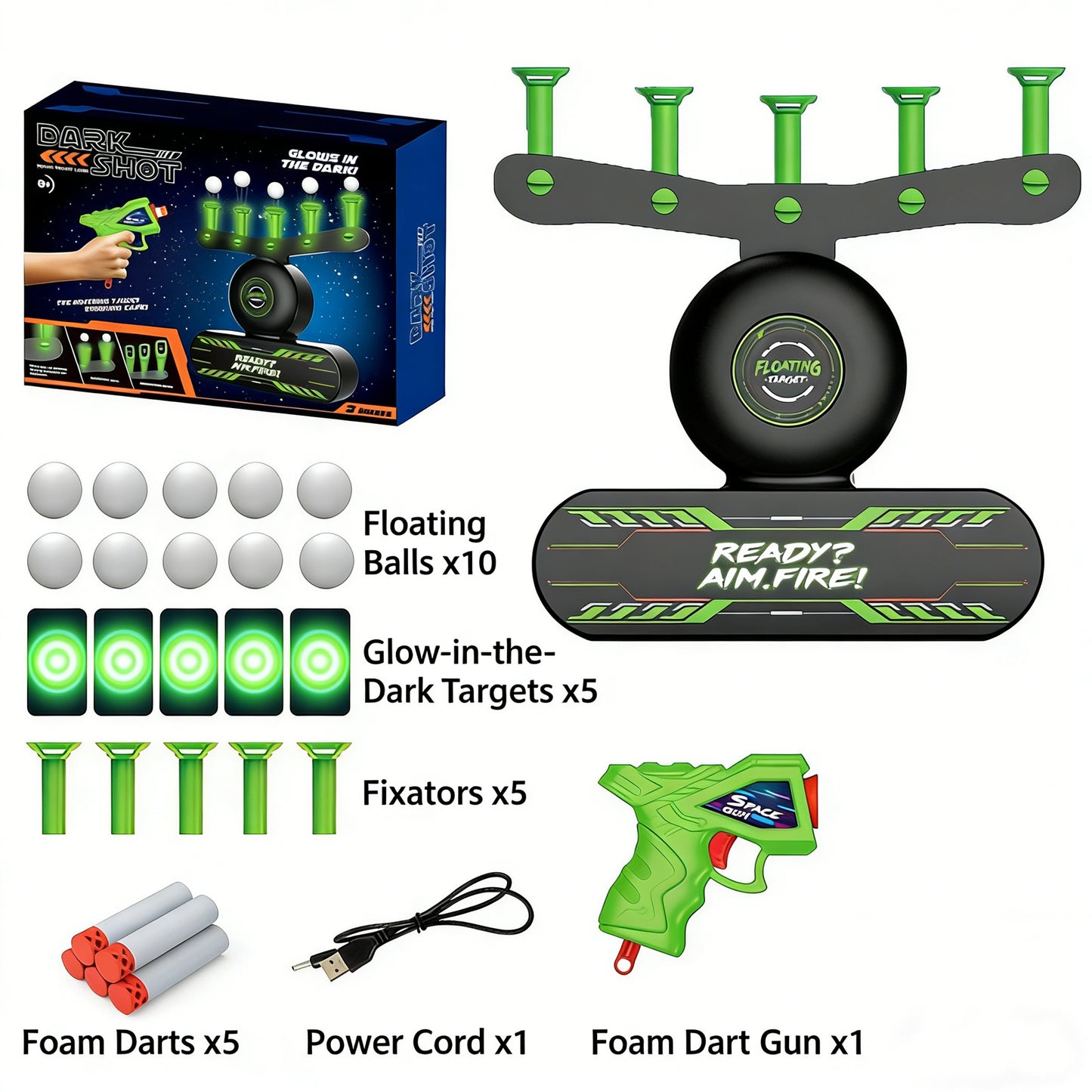Electric Floating Target Shooting Set for Kids，Soft Bullet Toy Gun with Floating Ball Target，USB Rechargeable, Indoor/Outdoor Shooting Fun for Kids & Teens