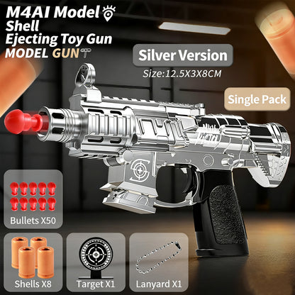 M4 AI Pink Shell-Eject Toy Gun,Realistic Toy Gun for Nerf Guns Darts, Foam Blaster - with Scope 50 Soft Bullets 3 Magazines, Semi-Auto Sniper Rifle Electric M416 Machine Guns for Boys 14+ Age Kids and Adults,Family-Fun