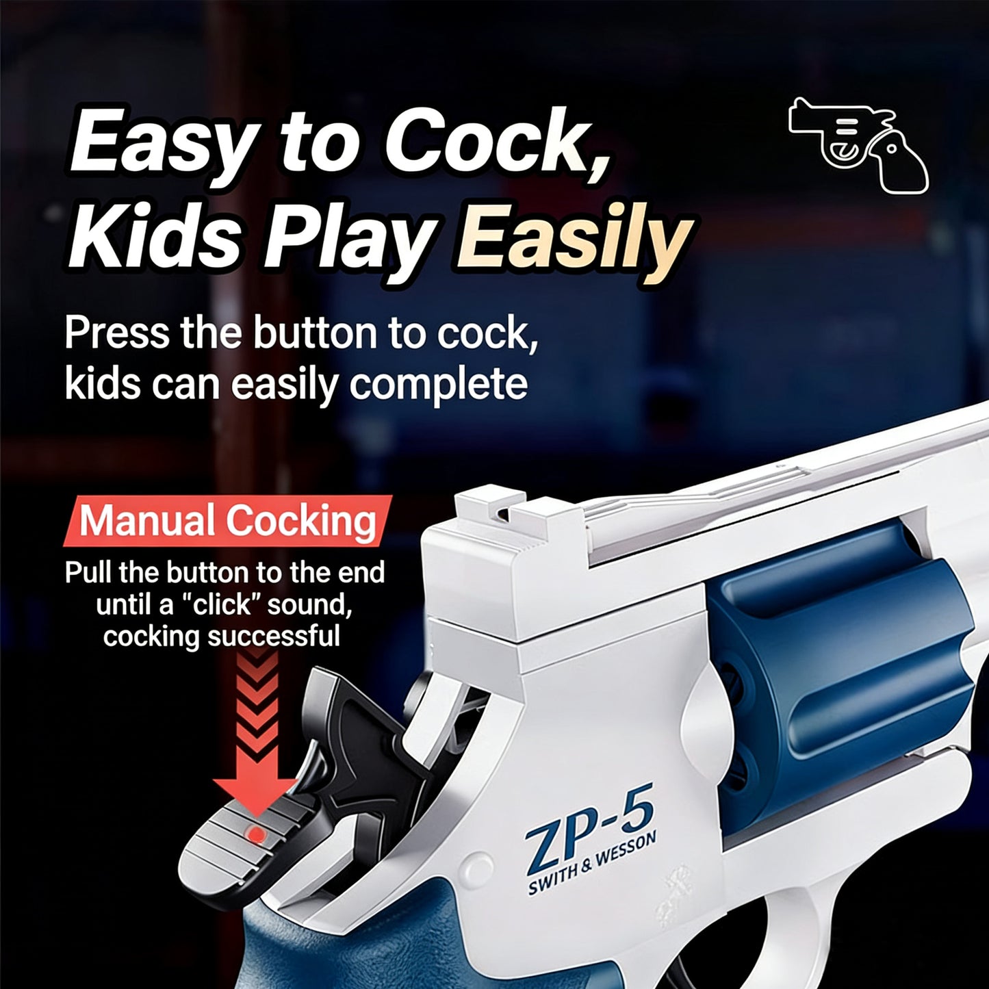 38 PCS Revolver Soft Bullet Toy Gun，Mechanical Linkage Foam Dart Blaster for Kids