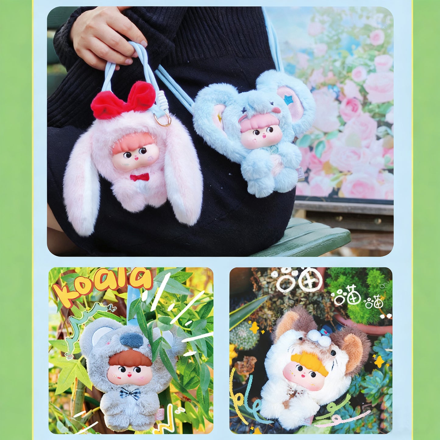 FATTY Large-eared Animal Plush Blind Boxes，Desk Decoration，Bag Accessories,Pop Culture Toys,Gifts for Girls(Random 1 PCS)