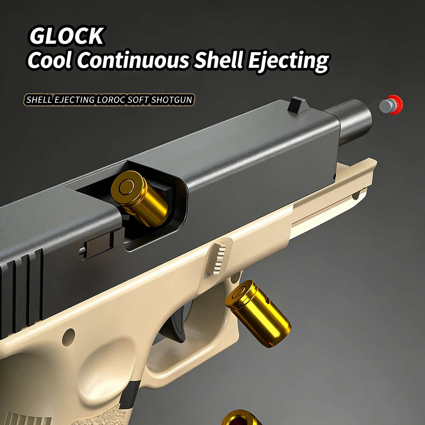 Colt-Style Mechanical Full-Automatic Toy Pistol,Glock Semi-automatic Reloaded Detachable Magazine Automatic Ejector-less Soft-shell Pistol,Gifts for Boys Girls Adults Age 8+