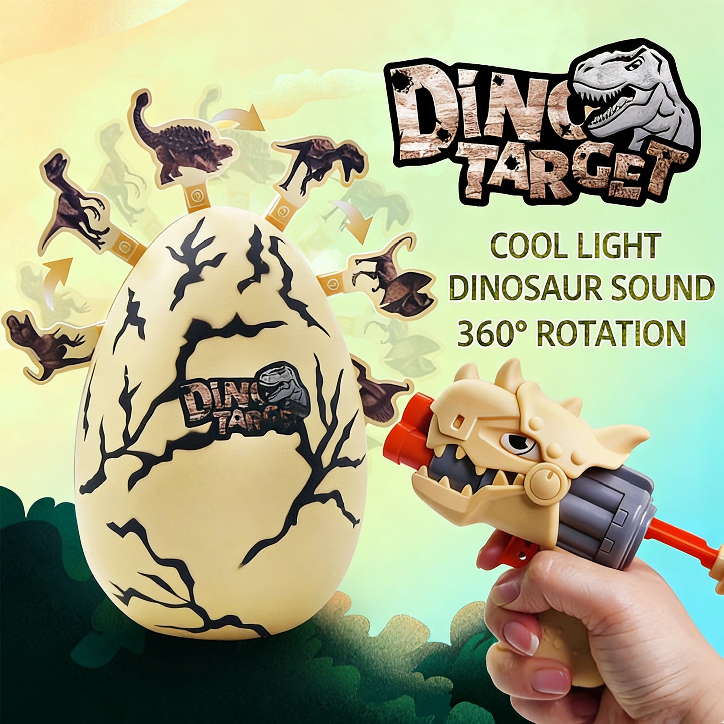 Electric Rotating Target Toy Gun, Lighted Music Soft-bullet Gun，Soft Foam Darts, Safe Competitive Fun, Gifts for Boys Girls Adults Age 8+