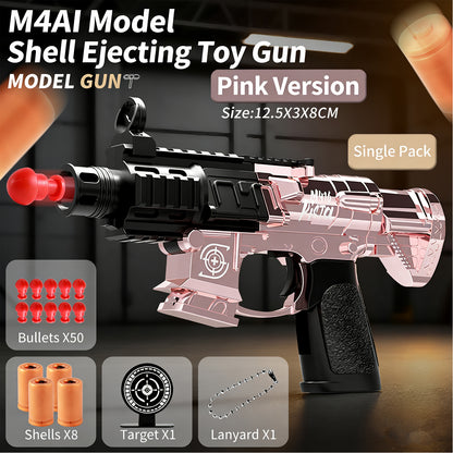 M4 AI Pink Shell-Eject Toy Gun,Realistic Toy Gun for Nerf Guns Darts, Foam Blaster - with Scope 50 Soft Bullets 3 Magazines, Semi-Auto Sniper Rifle Electric M416 Machine Guns for Boys 14+ Age Kids and Adults,Family-Fun