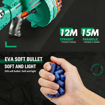 Multi-shot Soft Bullet Gatling Suction Cup Toy Gun,Action-Packed Toy Foam Dart Blaster,Large Rotating Magazine, Safe Rapid-Fire Fun for Kids’ Indoor & Outdoor Adventures