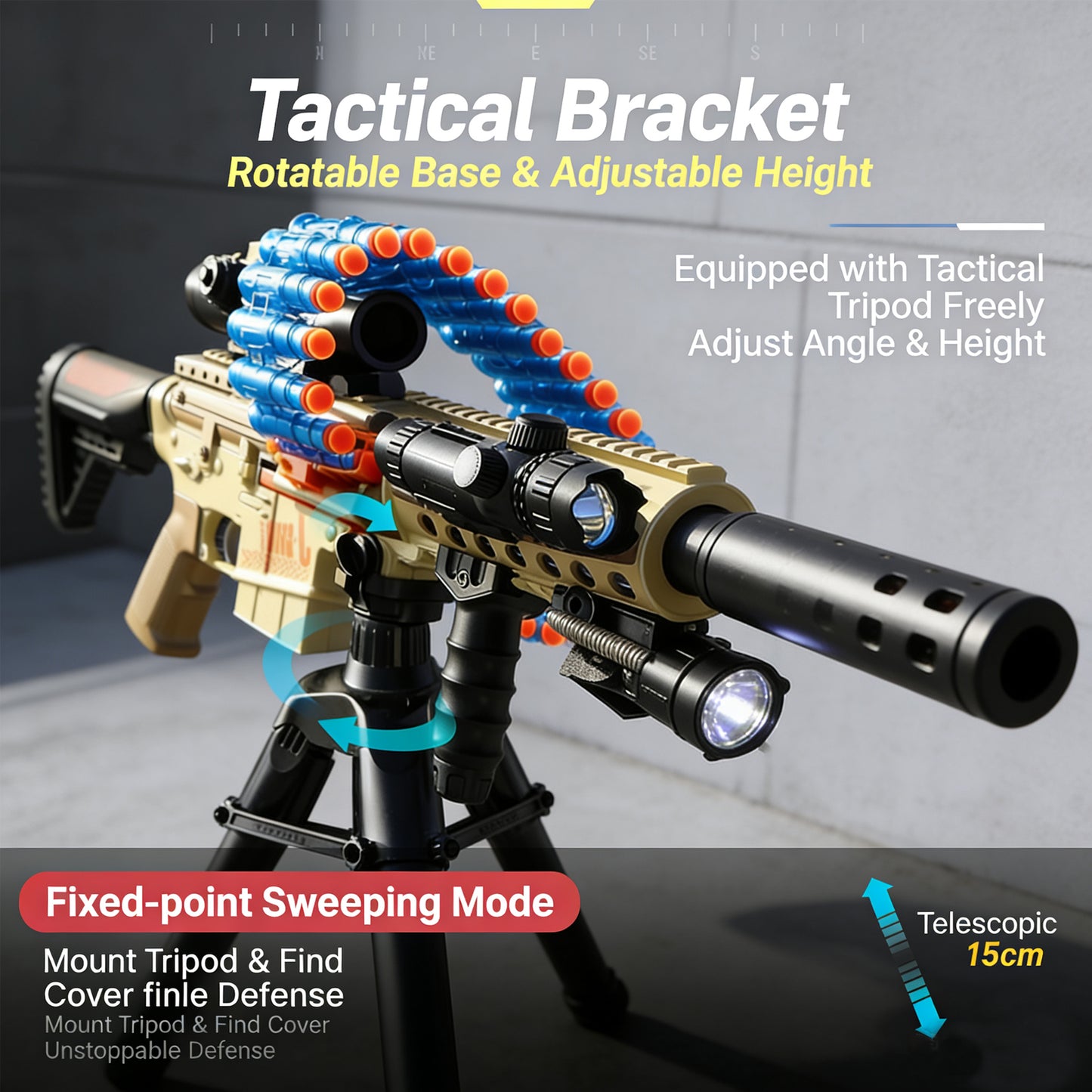 M416 Electric Full-Auto Soft Bullet Toy Gun，Huge Ammo Chain + Cool Attachments，Safe Suction Darts