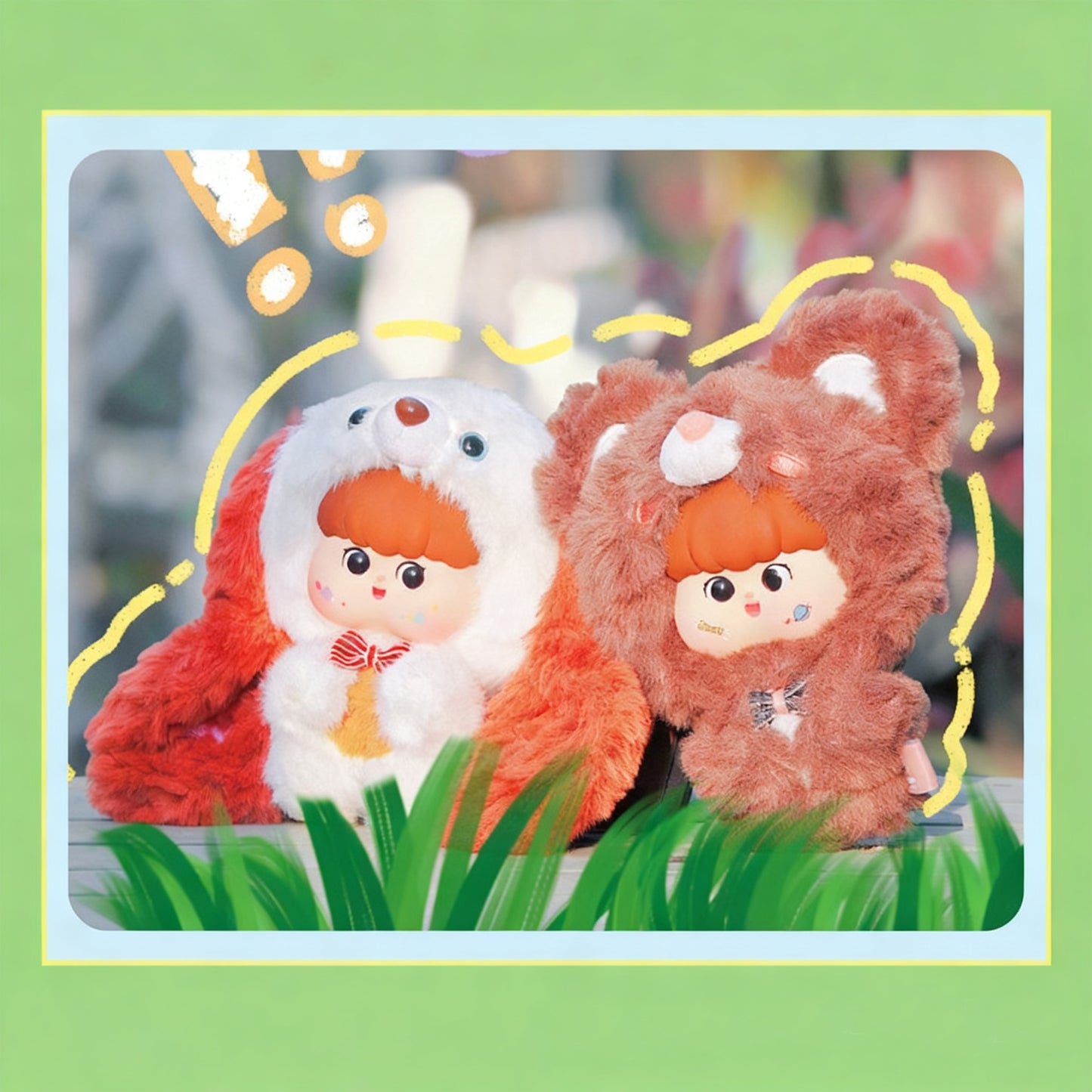 FATTY Large-eared Animal Plush Blind Boxes，Desk Decoration，Bag Accessories,Pop Culture Toys,Gifts for Girls(Random 1 PCS)