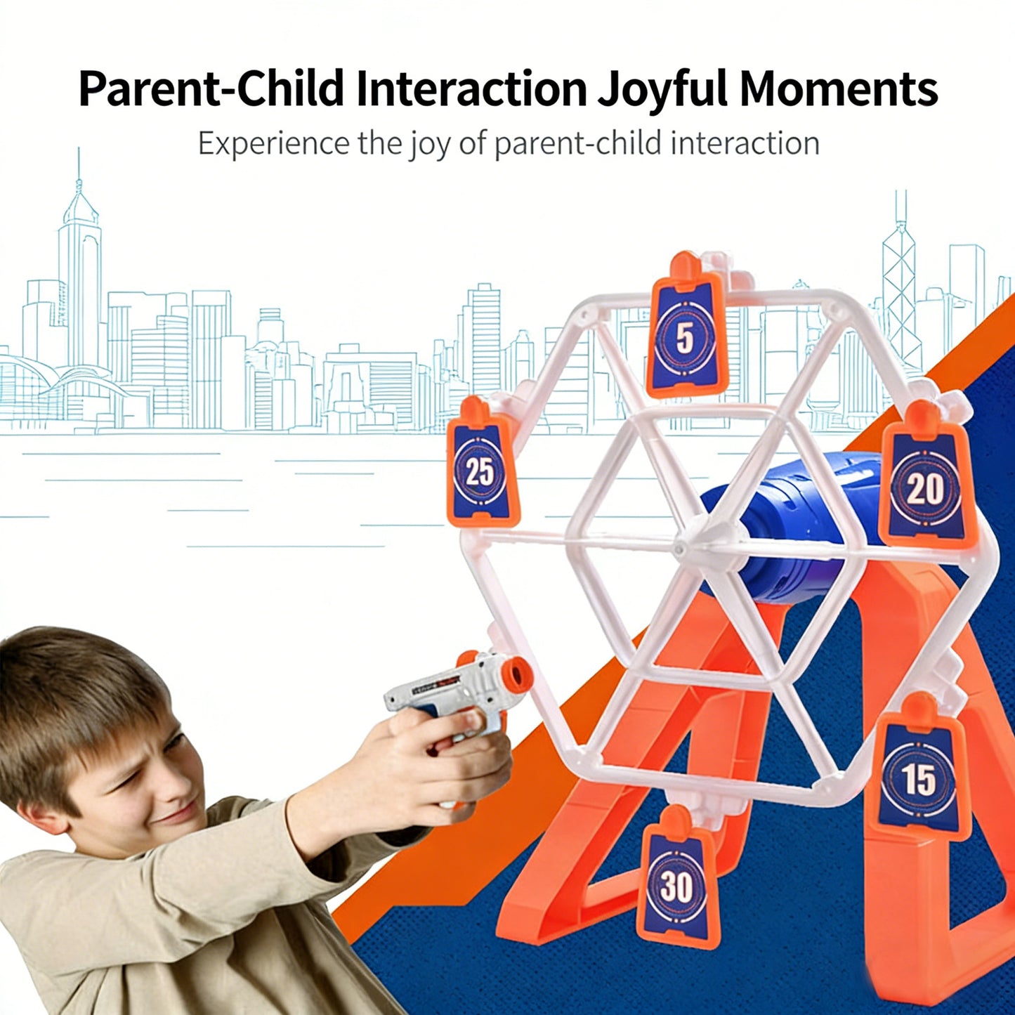 Electric Rotating Shooting Target Soft-bullet Gun, Tabletop Game，Rotating Shooting Target Set，10-12M Long-Range Fun，Tabletop Game，Boost Hand-Eye Coordination – Perfect Parent-Child Rotating Aiming Game