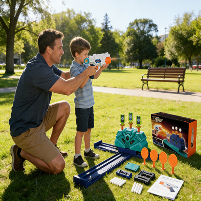 Portable Target Shooting Toy Gun, Dual-purpose EVA Soft Bullets for Suspended Flying Ball Dinosaur Target，Realistic Toy Dart Hand Gun Soft Bullet Pistol Foam Shell Ejecting Blasters，Gifts for Boys Girls Adults Age 8+