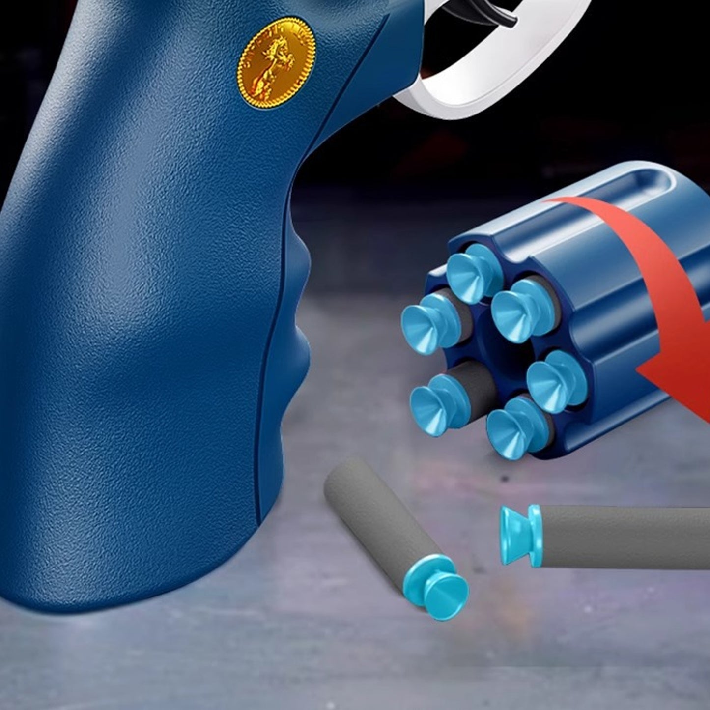 38 PCS Revolver Soft Bullet Toy Gun，Mechanical Linkage Foam Dart Blaster for Kids