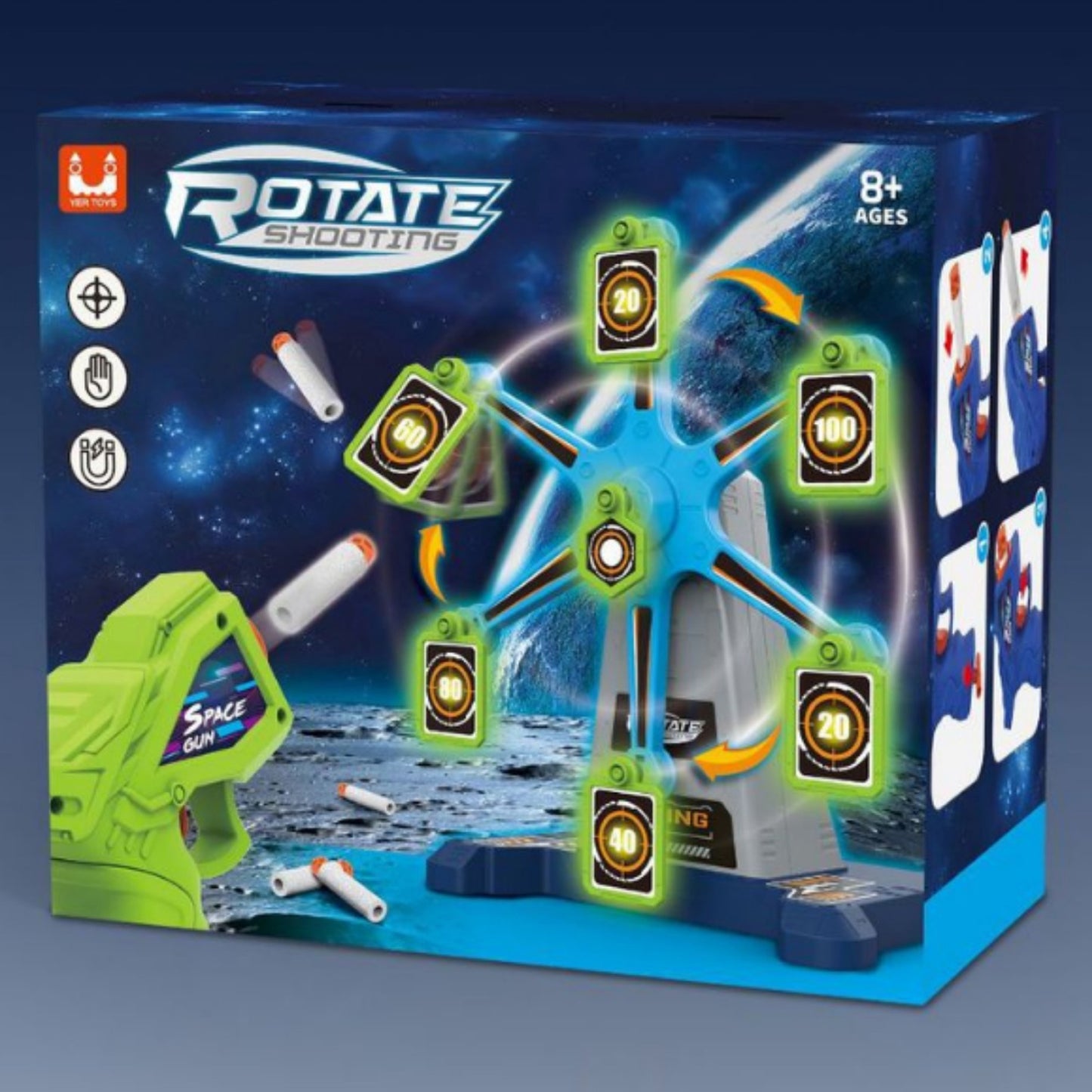 Rotating Shooting Soft Bullet Gun with Night Light Target Toy Gun，Realistic Toy Dart Hand Gun Soft Bullet Pistol Foam Shell Ejecting Blasters，Gifts for Boys Girls Adults Age 8+