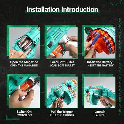 Multi-shot Soft Bullet Gatling Suction Cup Toy Gun,Action-Packed Toy Foam Dart Blaster,Large Rotating Magazine, Safe Rapid-Fire Fun for Kids’ Indoor & Outdoor Adventures