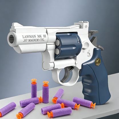 38 PCS Revolver Soft Bullet Toy Gun，Mechanical Linkage Foam Dart Blaster for Kids