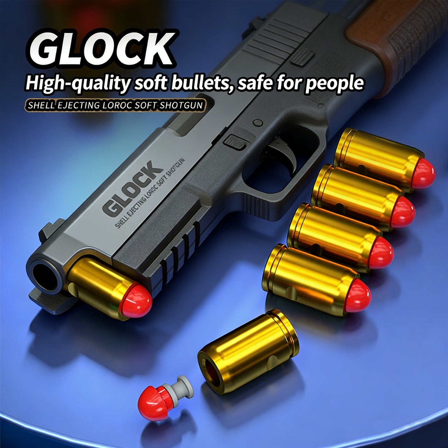 Colt-Style Mechanical Full-Automatic Toy Pistol,Glock Semi-automatic Reloaded Detachable Magazine Automatic Ejector-less Soft-shell Pistol,Gifts for Boys Girls Adults Age 8+