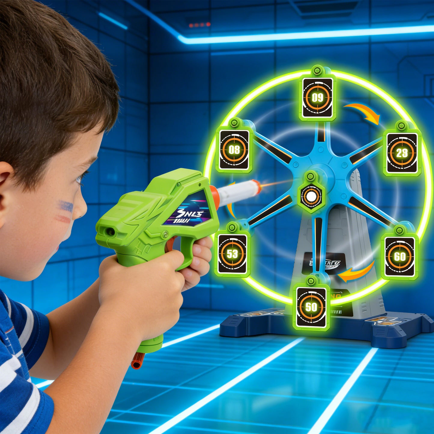 Rotating Shooting Soft Bullet Gun with Night Light Target Toy Gun，Realistic Toy Dart Hand Gun Soft Bullet Pistol Foam Shell Ejecting Blasters，Gifts for Boys Girls Adults Age 8+