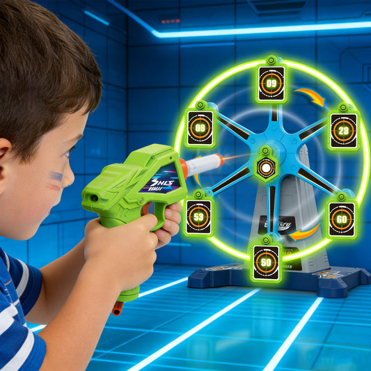 Rotating Shooting Soft Bullet Gun with Night Light Target Toy Gun，Realistic Toy Dart Hand Gun Soft Bullet Pistol Foam Shell Ejecting Blasters，Gifts for Boys Girls Adults Age 8+