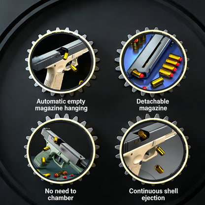 Colt-Style Mechanical Full-Automatic Toy Pistol,Glock Semi-automatic Reloaded Detachable Magazine Automatic Ejector-less Soft-shell Pistol,Gifts for Boys Girls Adults Age 8+