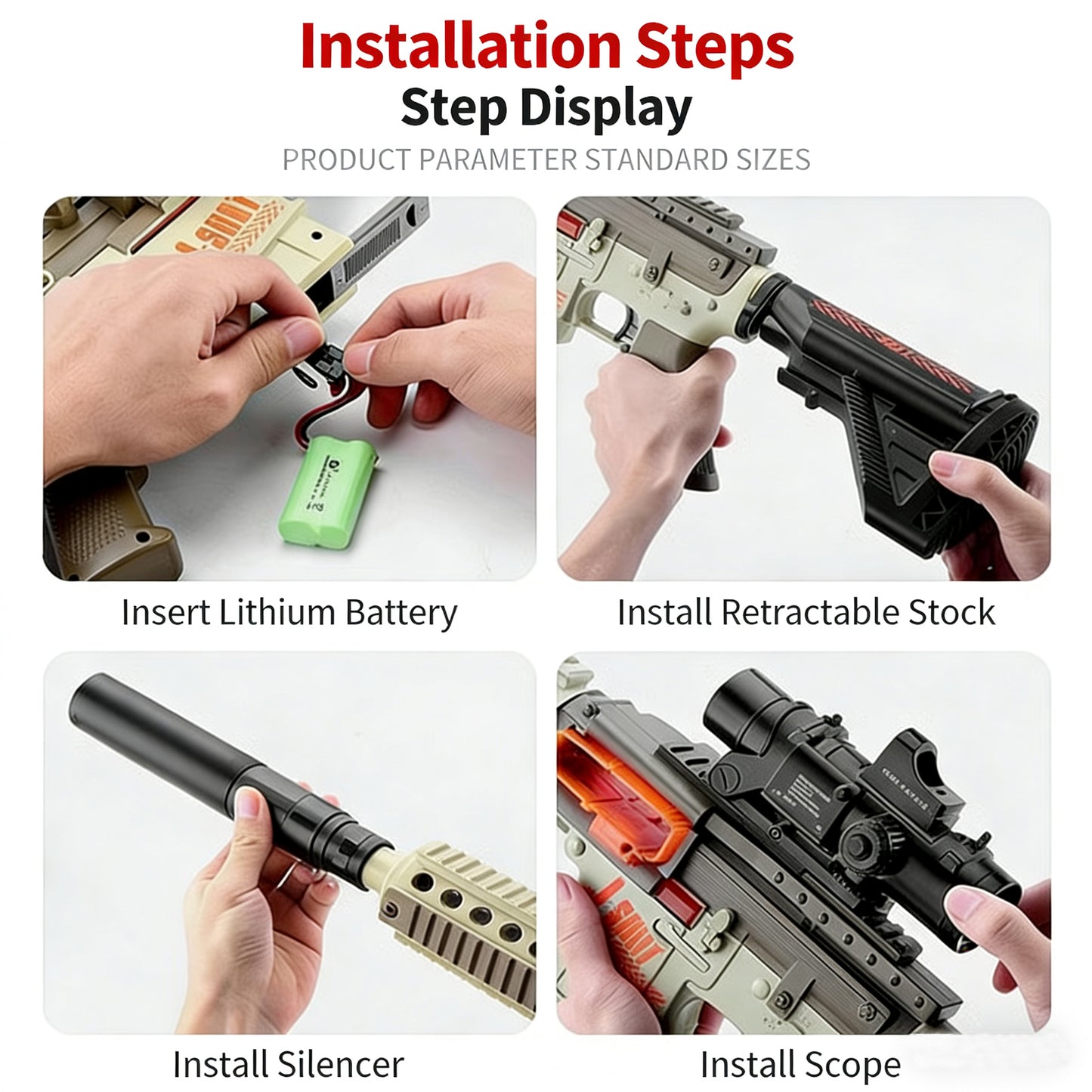 M416 Electric Full-Auto Soft Bullet Toy Gun，Huge Ammo Chain + Cool Attachments，Safe Suction Darts