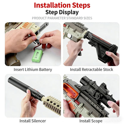 M416 Electric Full-Auto Soft Bullet Toy Gun，Huge Ammo Chain + Cool Attachments，Safe Suction Darts