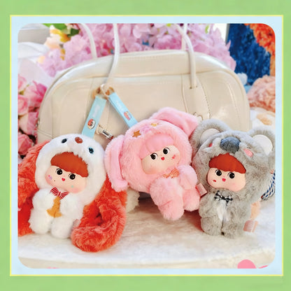 FATTY Large-eared Animal Plush Blind Boxes，Desk Decoration，Bag Accessories,Pop Culture Toys,Gifts for Girls(Random 1 PCS)