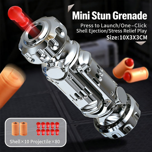 Luxury Gold EDC Fidget Toy，Mini Stun Grenade Shape Stress Relief Tool with Shell Ejection & Rotation for Adults/Kids