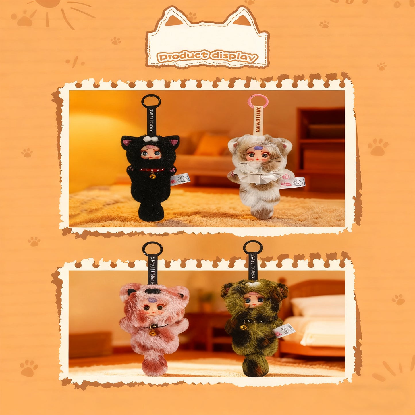 MM Pendent Candy Cat Series Plush Blind Boxes,Bag Accessories,Pop Culture Toys,Gifts for Girls(Random 1 PCS)