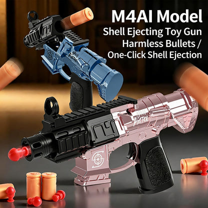 M4 AI Pink Shell-Eject Toy Gun,Realistic Toy Gun for Nerf Guns Darts, Foam Blaster - with Scope 50 Soft Bullets 3 Magazines, Semi-Auto Sniper Rifle Electric M416 Machine Guns for Boys 14+ Age Kids and Adults,Family-Fun