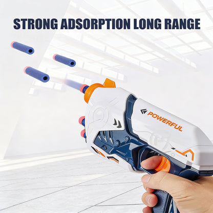 High-Powered Swift Toy Soft Bullet Blaster – Sleek White-Orange-Navy Design, Safe Foam Darts for Kids’ Outdoor Fun & Active Play，Parent-child Outdoor Battle Toy Manual Soft Bullet Gun
