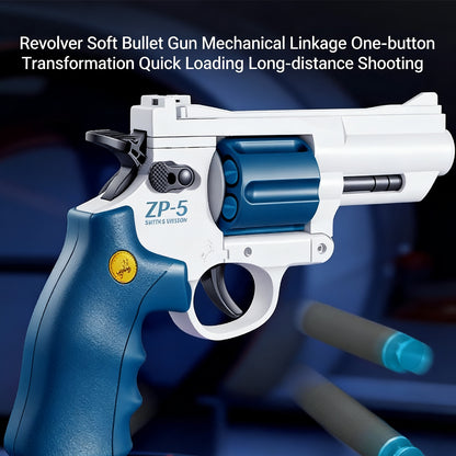 38 PCS Revolver Soft Bullet Toy Gun，Mechanical Linkage Foam Dart Blaster for Kids