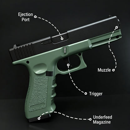 Colt-Style Mechanical Full-Automatic Toy Pistol,Glock Semi-automatic Reloaded Detachable Magazine Automatic Ejector-less Soft-shell Pistol,Gifts for Boys Girls Adults Age 8+
