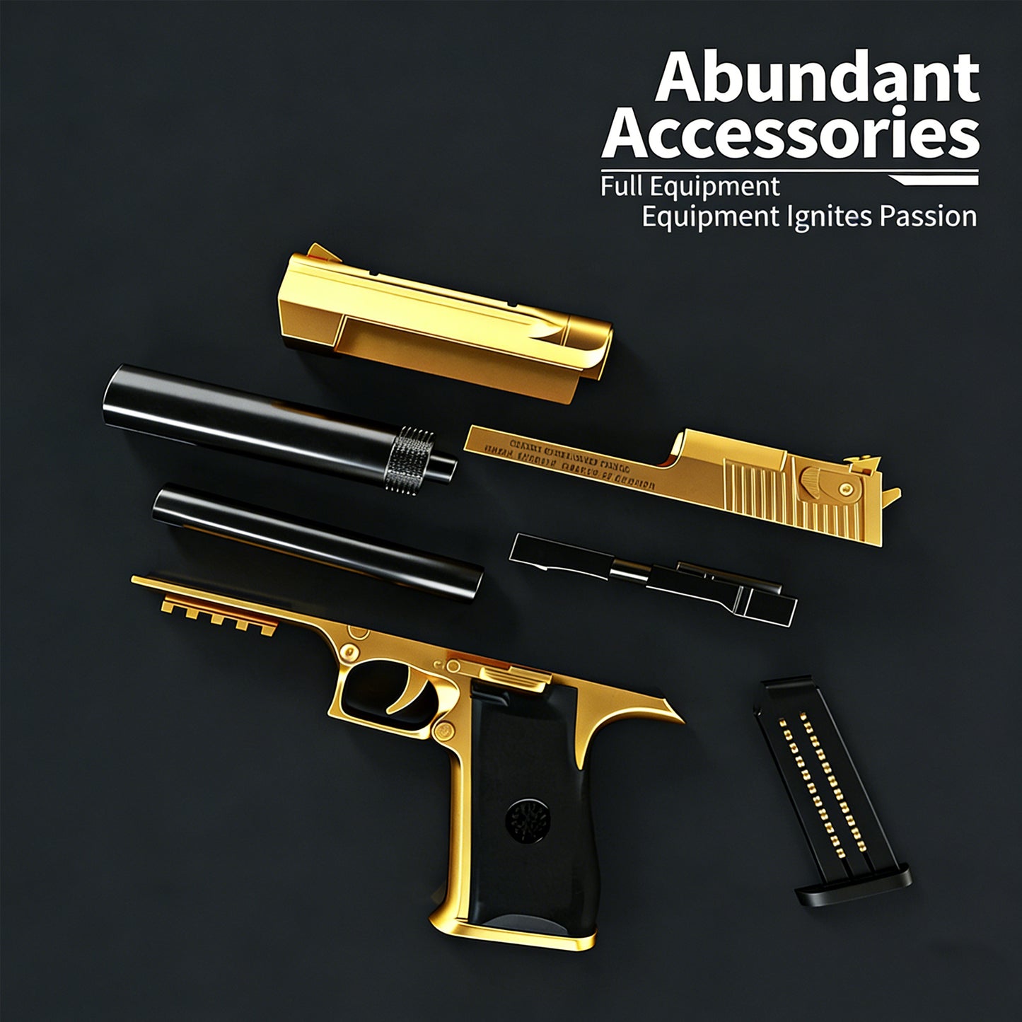 Golden Desert Eagle Shell Ejection Soft Bullet Gun – Realistic Toy Pistol with Removable Magazine, Safe Foam Bullets for Kids & Adults, Ideal for Collection, Cosplay, or Indoor Outdoor Shooting Games