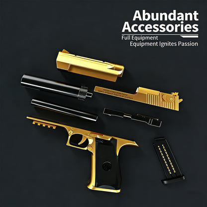Golden Desert Eagle Shell Ejection Soft Bullet Gun – Realistic Toy Pistol with Removable Magazine, Safe Foam Bullets for Kids & Adults, Ideal for Collection, Cosplay, or Indoor Outdoor Shooting Games