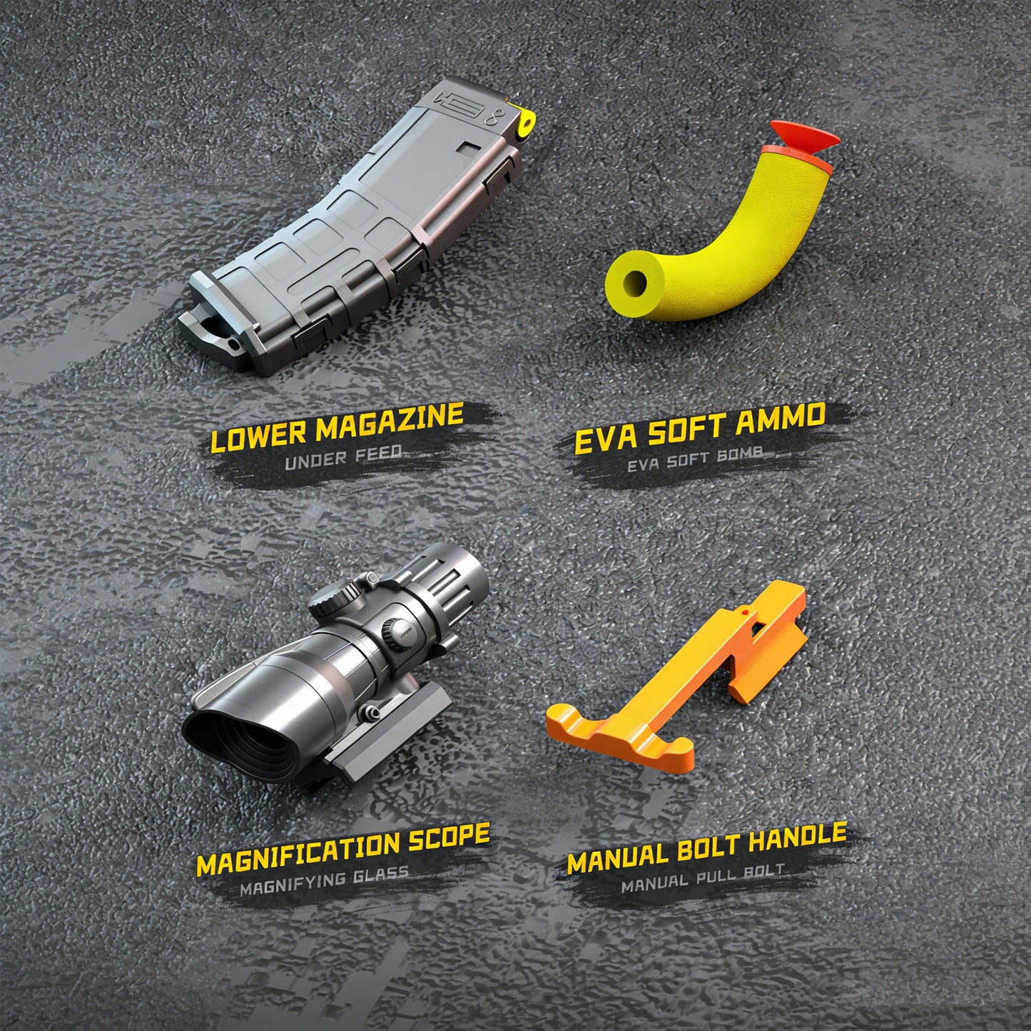 M416 Manual Downfeed Pull-Back Soft-Powder Toy Gun, Children's Single-Shot Assault Rifle, Simulation Submachine Gun，Gifts for Boys Girls Adults Age 8+